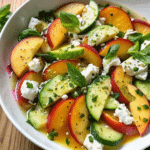 salade nectarine feta assiette gros plan texture